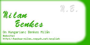 milan benkes business card
